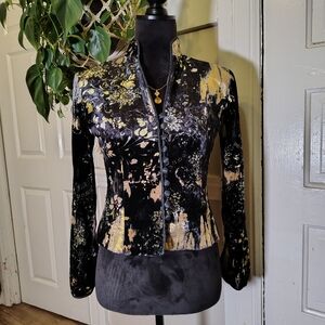Gothic Corp Core Velvet Floral Military Style Blazer/Jacket/T407